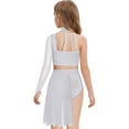 thumbnail image 4 of Aiihoo Kids Girls Gymnastics Ballet Lyrical Dance Outfit Sheer Mesh Shiny Rhinestone Crop Top with Irregular Skirt White 10, 4 of 5