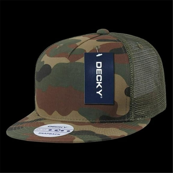 Decky  5 Panel Flat Bill Trucker Hats, Woodland