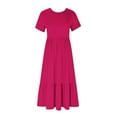 thumbnail image 4 of Brilliant Womens Dresses Clearance under $5.00 Women's Summer Casual Short Sleeve CrewNeck Dress Casual Tiered Maxi Beach Dress with Pockets Pink S, 4 of 6