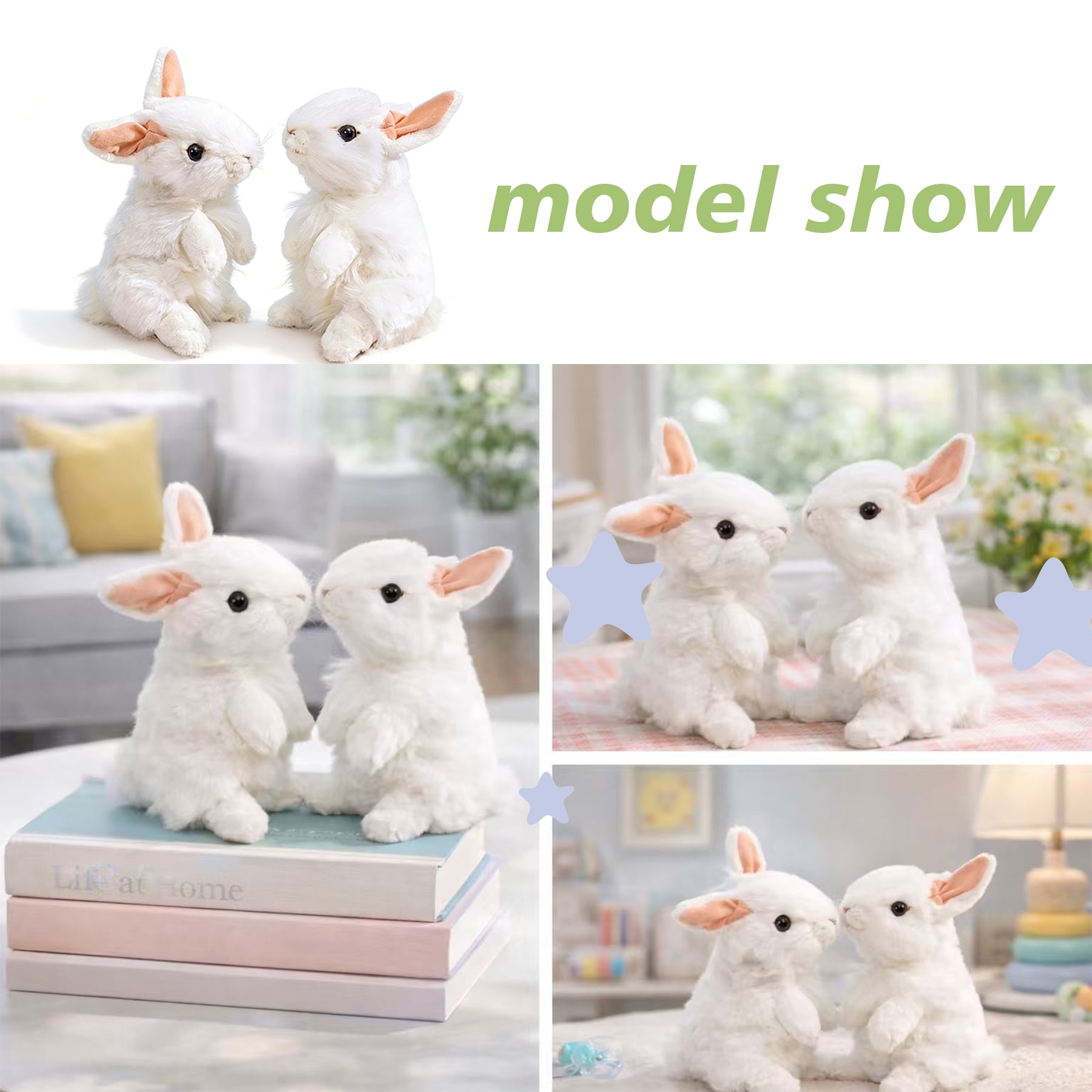 13PCS Easter Bunny Plush Decoration Set,  Easter Decorations with 2 Bunny Plush Toys (7.48in), Easter Money Holder Stand, DIY Easter Craft Ornaments, Easter Basket Stuffers Spring Holiday Decor