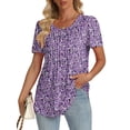 thumbnail image 3 of Trendy Tops For Women 2025 Summer Short Sleeve Womens Blouses Dressy Casual Tunics Foral Print Shirts Xl, 3 of 4
