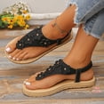 thumbnail image 2 of Yuanlong Womens Sandals Floral Toe Post Beach Sandals Elastic Ankle Strap Comfortable Outdoor Casual Thong Sandal, 2 of 9