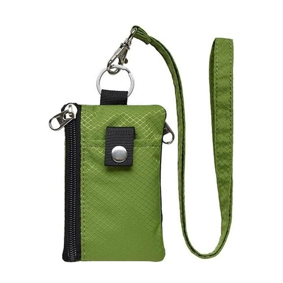 New Lanyard Keychain for Cards Cash Coin Purse with ID Window Waterproof Small Blocking Case Key Case Pouch Wallet Zipper
