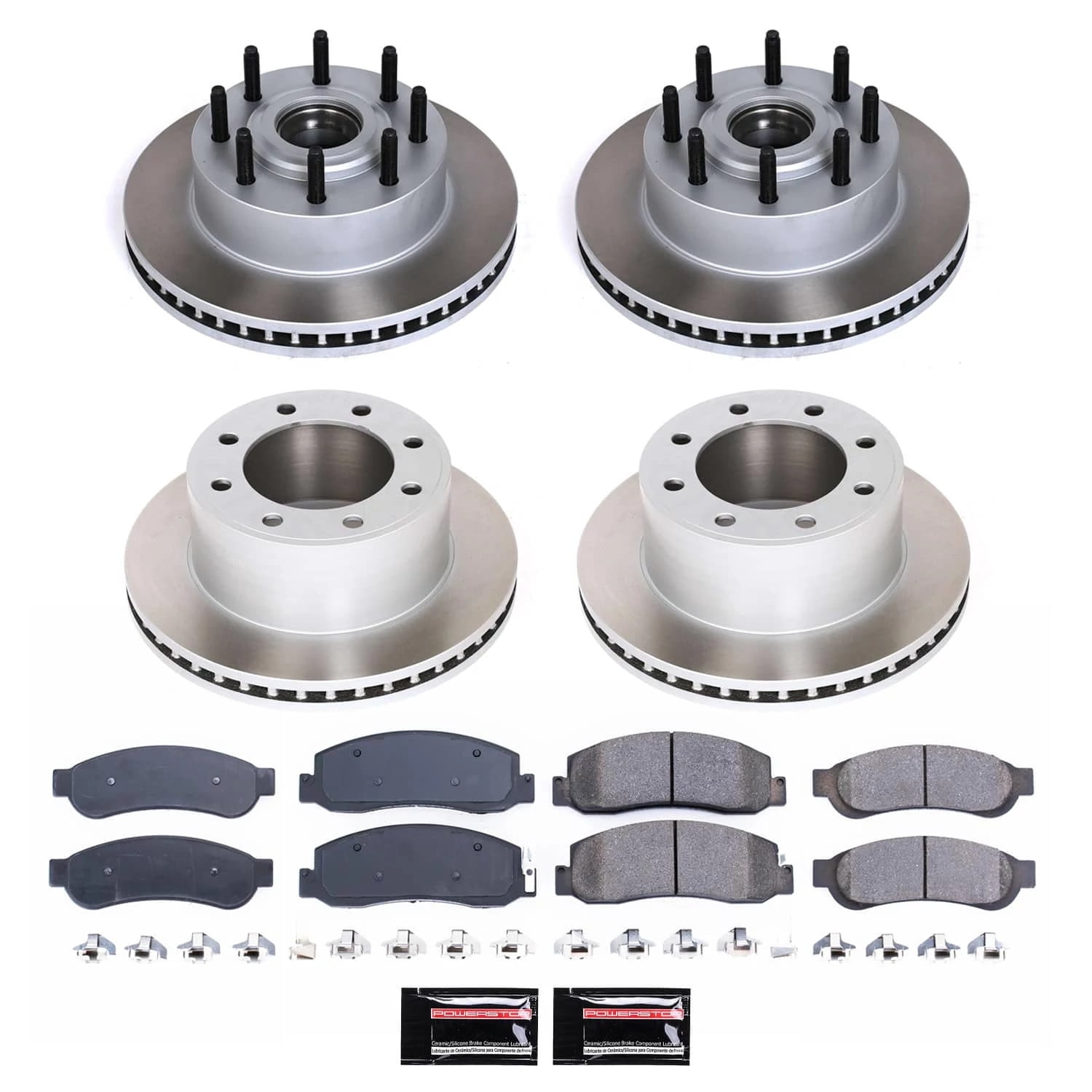 PowerStop Front and Rear Semi-Coated Rotor and Low-Dust Ceramic Brake Pad Kit SC5590