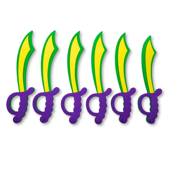 Purple, Green, and Gold Foam Pirate Sword 16.5" (6 Piece)