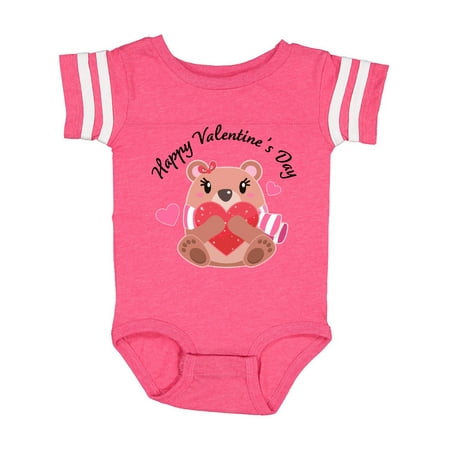 

Inktastic Happy Valentine s Day- cute bear Gift Baby Boy or Baby Girl Bodysuit