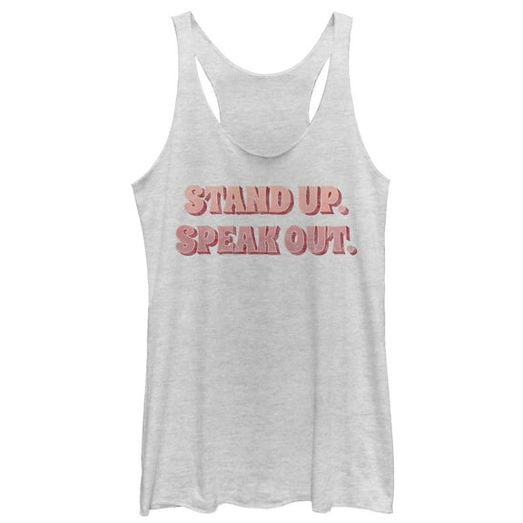 Women's CHIN UP Stand Up Speak Out  Racerback Tank Top White Heather X Small