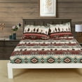 thumbnail image 3 of Chezmoi Collection 5-Piece Southwestern Cowboys Aztec Sheet Set Split King, Multicolor Teal Brown Beige Tan Red Printed Brushed Microfiber Lightweight Breathable Deep Pocket Bed Sheets, 3 of 9