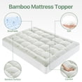 thumbnail image 4 of JPHOME Bamboo Queen Size Quilted Pillowtop Mattress Topper Pad Cover with Deep Pocket Fitted Up to 8"-21", Soft & Comfort, 4 of 7
