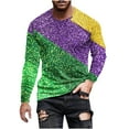 thumbnail image 2 of TIMIFIS Chemises à Manches Longues pour Hommes Mardi Gras Mode Décontractée Carnaval Imprimé Col Rond T-Shirt Léger Pull Tops de Fête, 2 of 5