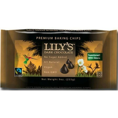 Lily's Chocolate - All Natural Dark Chocolate Premium Baking Chips - 9 Oz (Pack of