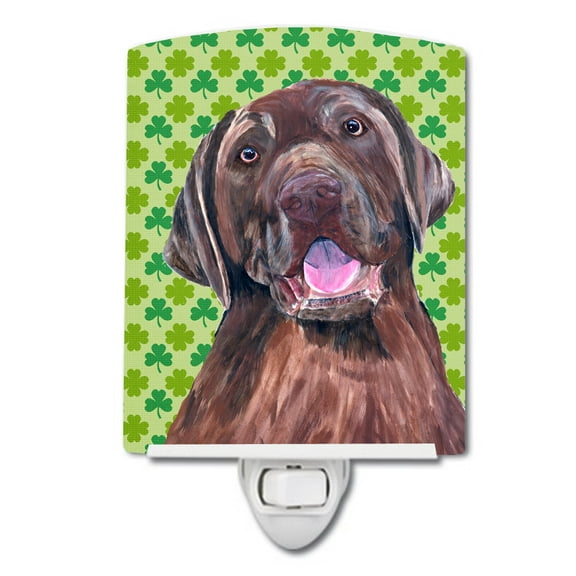 Caroline's Treasures SC9304CNL Labrador Chocolate St. Patrick's Day Shamrock Portrait Ceramic Night Light, 6x4x3",