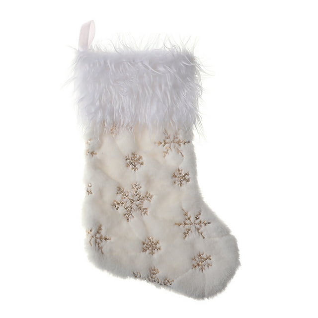 Coxeer Christmas Tree Stocking Embroidered Snowflake Hanging Stocking Xmas Stocking