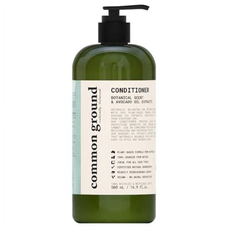 Common Ground Natural Conditioner; Paraben, Cruelty Free, Organic, Vegan, Plant-Based, Color Safe, Botanical Scent, Avocado Oil - Vitamin B & E, Healthy Scalp for Men, Women, Volume, Shine, Thickening