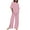 Outfit Sets Women Summer-Pink, variant on Homenesgenics 2 Piece Outfit for Women Plus Size Summer Women's Casual Shoulder Sleeved Short Sleeved Round Neck Top/Loose Straight Tube with Pocket Long Pants Set Pink XXXXL