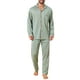 thumbnail image 1 of INSPIRAR CHIC Conjunto de Pijamas de 2 Piezas para Hombre con Botones y Manga Larga, Patrón de Bolsillo, Color Verde Claro M, 1 of 5