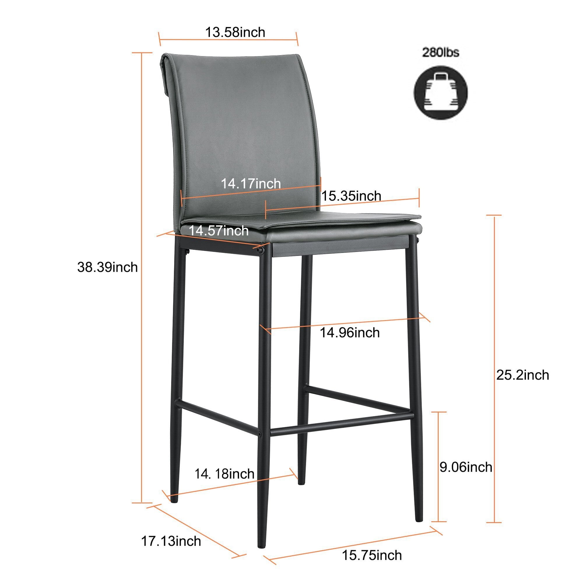 Kepooman Set of 2 Dining Chairs for Kitchen Living Room, Black Kepooman Set of 2 Dining Chairs for Kitchen Living Room, Black