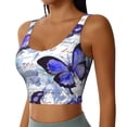 thumbnail image 2 of Gukieu Butterflies Print Women's Sports Vest, Low-neck U-shaped Removable Pad Sports Bra for Yoga, Exercise, Dance-Medium, 2 of 8