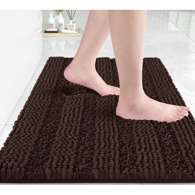 Alfombra de baño Yimobra, antideslizante, superabsorbente, color marrón, 60 x 40 cm