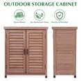 thumbnail image 4 of D-road Outdoor Storage Cabinet & Potting Bench Table with Metal Top, Wooden Patio Furniture, Garden Workstation, Brown, 4 of 7
