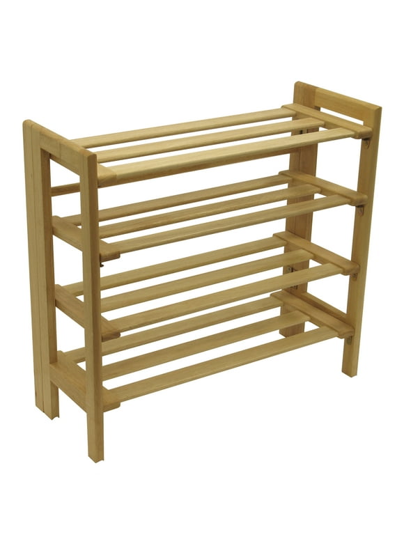 Winsome Wood Clifford 4-Tier Foldable Shoe Rack, Stackable, Natural Finish