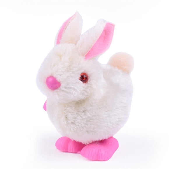 Wind-Up Hopping Bunny Toy - 2PC Plush Stuffed Animals with Spring Action, Cute Easter Gift for Kids, Safe Fabric Material for Ages 3+