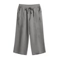 thumbnail image 4 of Yoga Capris Plus Size New Summer Faux Linen Capris for Women Casual Wide Leg Cropped Pants with Pocket Summer Elastic Waist Comfy Casual Trousers, 4 of 7