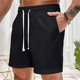 thumbnail image 1 of pstuiky Pantalones cortos deportivos para hombre, Pantalones de playa holgados con cordón para hombre, de color liso, informales, a la moda, para hacer ejercicio Pantalones cortos de golf, 1 of 7