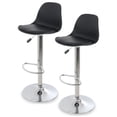 thumbnail image 1 of Sillas para Bar y Barra de Cocina con Respaldo y Reposapies de Altura Ajustable Banco Taburete Giratorio con Asiento Acolchado de Diseño Moderno Set 2 Piezas Negro, 1 of 5