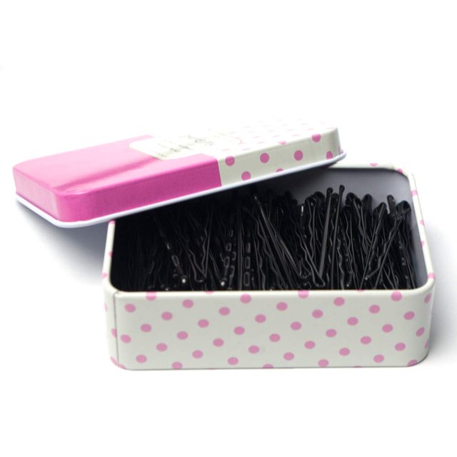 Horquillas para el cabello negras con estuche lindo Horquillas para moños de 200 quilates Horquillas para el cabello de primera calidad para niños, niñas y mujeres, ideales para todo tipo de cabello,