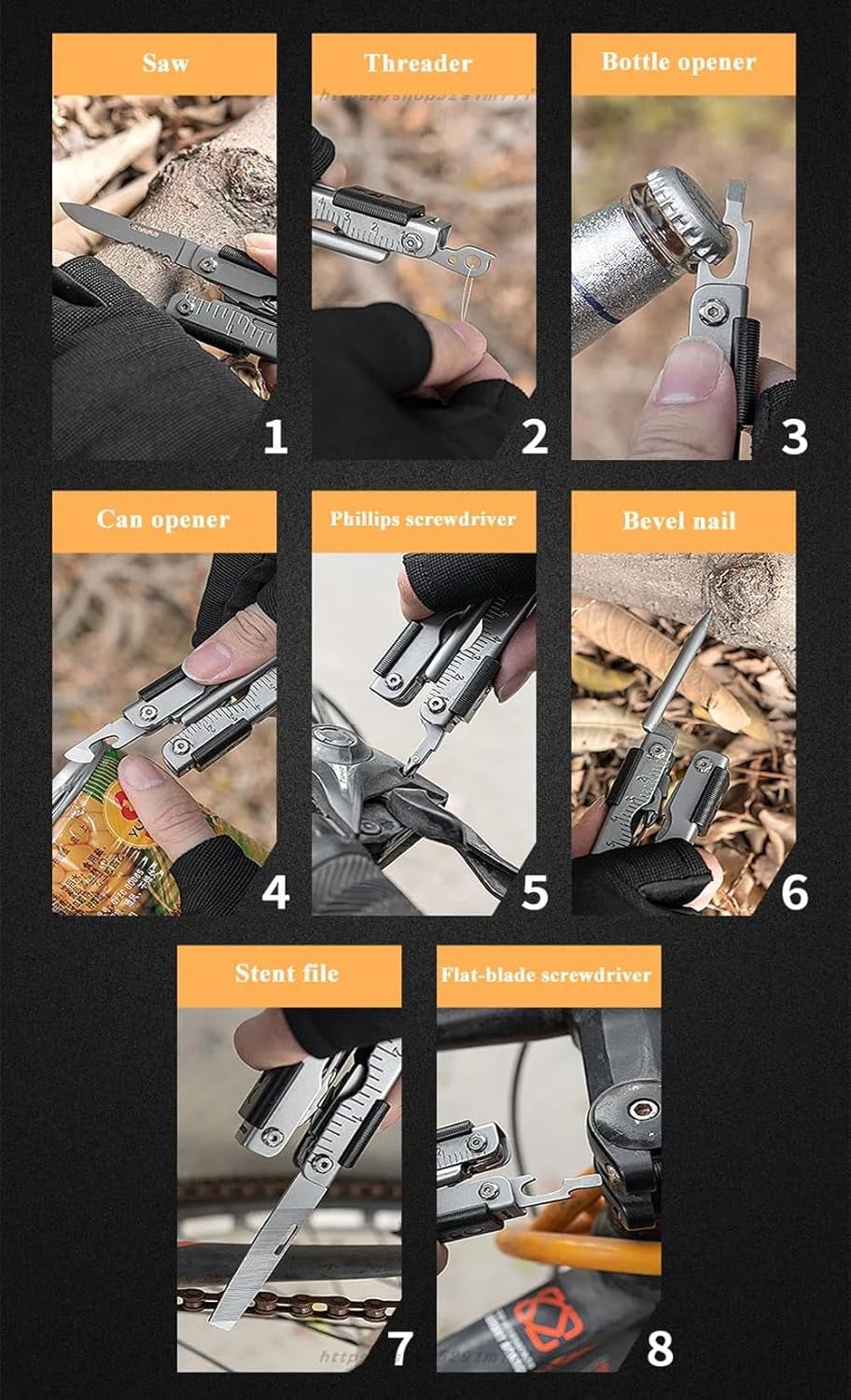 ABCISI 13 in 1 Portable Multifunction Tool, Pliers Screwdrivers Ire Stripper Folding Plier Pocket Cutter, EDC Combination Tools for Outdoor Camping Fishing (Silver)