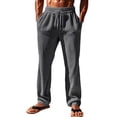 thumbnail image 2 of Abtuhar Men Solid Fashion Casual with Pockets Elastic Waist Long Cargo Pants,Gray,XXXL, 2 of 5