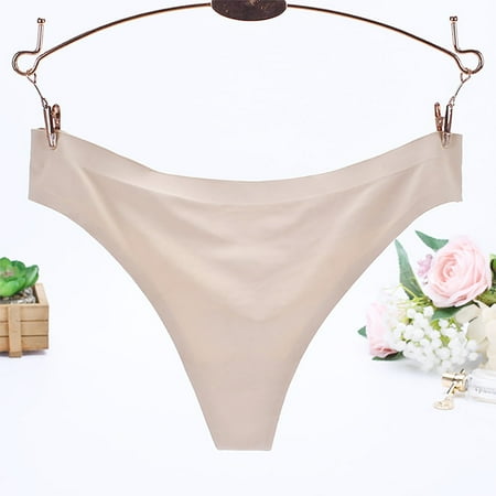 

WGOUP Sexy Women Invisible Underwear Briefs G-Strings Ice Silk Seamless Crotch XL Khaki(Buy 2 Get 1 Free)
