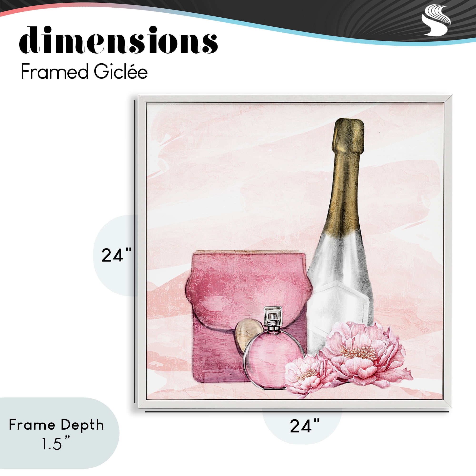 Stupell Industries Glam Time Champagne White Framed Giclee Art, design by Kim Allen