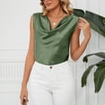 thumbnail image 6 of Lufly Tops for Women Solid Color V-neck Comfortable Loose T-shirt Casual Dark Pattern Sleeveless Blouse ,Army Green,L, 6 of 8