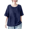 thumbnail image 2 of ClodeEU Women's Oversized T Shirts, Loose Fit Tunic Tshirts, Casual Summer Short Sleeve Tops, Navy,Womens Plus M, 2 of 6