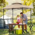 thumbnail image 5 of JOIVI Grill Gazebo 8 x 5 Double Tiered Outdoor BBQ Grill Patio Canopy, Backyard Barbeque Tent with Extra Shelves, Beige, 5 of 7