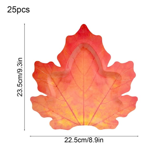 Yulucky Paper Tray,25Pcs Thanksgiving Maple Leaf Shaped Paper Trays 9.25 x 8.86 Inches Waterproof Oil Resistant Disposable Picnic Plates for Cake Fruit,Home