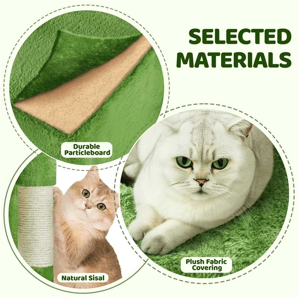Alden Design 36" Tall Multilevel Cat Tree with Double Condos, Green