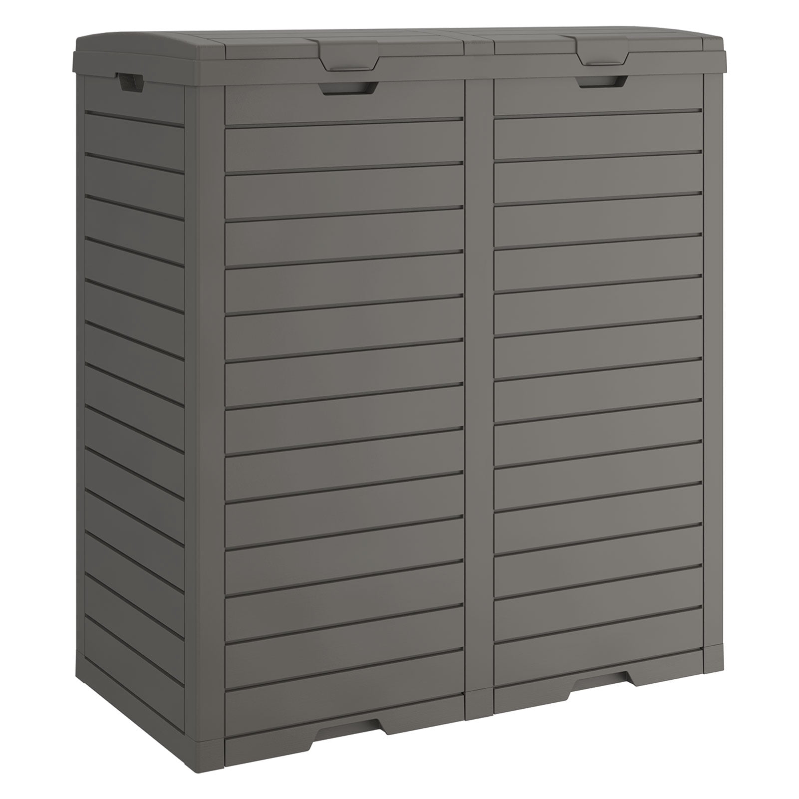 LHBcraft 62 Gallon Outdoor Trash Can, Waterproof Garbage Can with Tiered Lid and Drip Tray, Resin Outside Trash Bin for Patio, Backyard, Deck