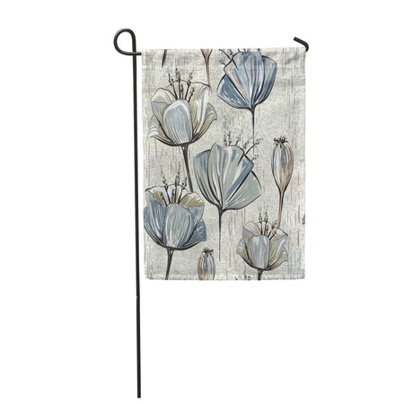 KDAGR Beige Flower Colorful Tulips Pattern Fills Gray Poppy Garden Flag Decorative Flag House Banner 12x18 inch