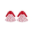 thumbnail image 2 of Gupgi 2 Pcs Tenue de la Saint-Valentin pour Petites Filles 2 3 4 5 6 7 8 Ans Enfants Manches Longues Col Roulé Côtelé Rouge Hauts Robe Nuisette à Imprimé Cœur avec Nœud, 2 of 9