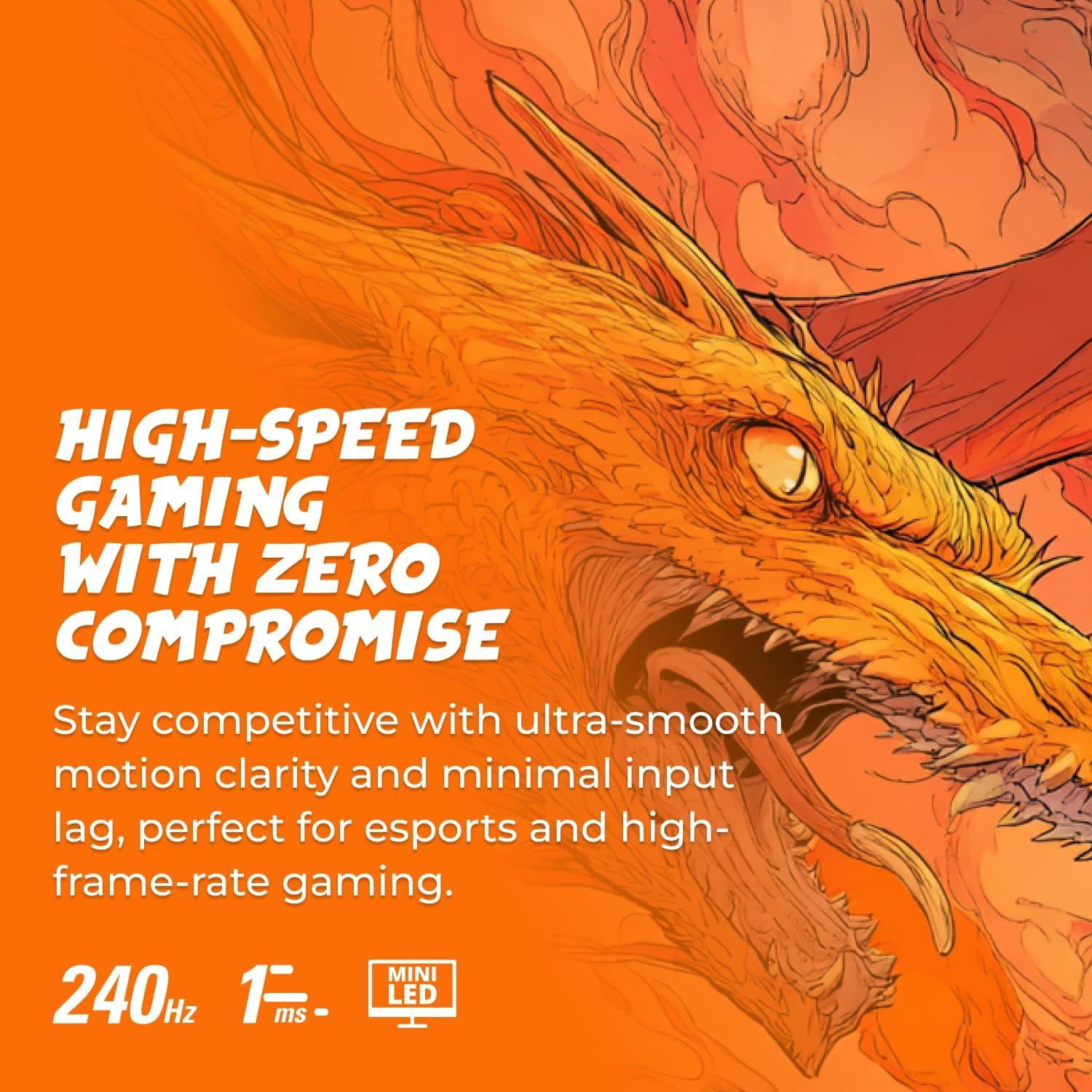 AOC Gaming Q27G4ZMN 27" Mini-LED Gaming Monitor, QHD Ultra Wide 1440p, 240Hz, 1ms, DisplayHDR 1000, Adaptive-Sync, 1152 Dimming Zones, Xbox/PS5/Switch Ready, 3-Year Zero-Bright-dot.