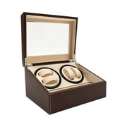 4+6 Leather Auto Self-winding Watch Winder Storage Display Case Box Dual Motor
