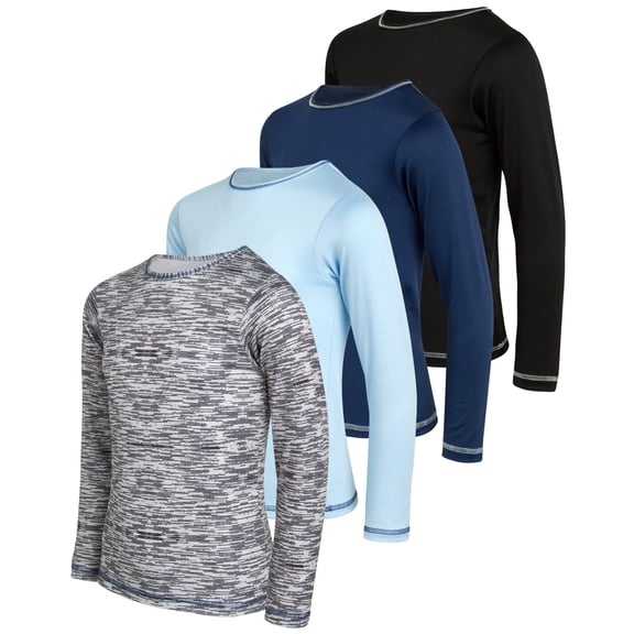 Black Bear Boys’ Athletic Long Sleeve T-Shirt – 4 Pack Performance Dry-Fit Sports Tee (4-18)