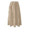 thumbnail image 4 of ZHOGXU Women'S Skirt Summer Drawstring Elastic Waist Solid Color Flowy Bohemian Fashion Elegant Long Skirt For Everyday Wear,Khaki,L, 4 of 4