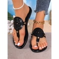 thumbnail image 2 of Women‘s New Spring/Summer Comfortable Rhinestone Toe Post Flat Sandals For Holiday In Plus Size Black, 2 of 7