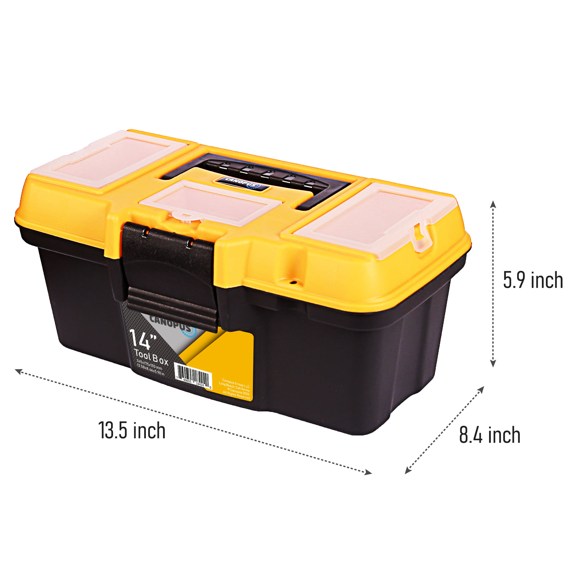 Small Plastic Tool Box Tool Case Toolbox Storage With Tray 14x6.5