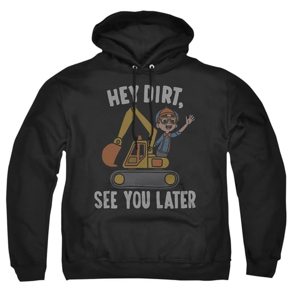Blippi Hey Dirt, See You Later Adult Pull-Over Hoodie, Black, 4X-Large
