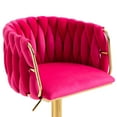 thumbnail image 3 of Bar Stools Set of 2, Swivel Barstools with Back and Widen Metal Base, Adjustable Height Island Chairs, Velvet Kitchen Stools, Rose Red, 3 of 9